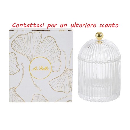 Bomboniera Matrimonio Compleanno Scatola Vetro Portaconfetti Trasparente e Oro h.15,5 Cm Con Box