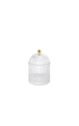 Bomboniera Matrimonio Compleanno Scatola Vetro Portaconfetti Trasparente e Oro h.15,5 Cm Con Box