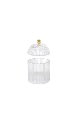 Bomboniera Matrimonio Compleanno Scatola Vetro Portaconfetti Trasparente e Oro h.15,5 Cm Con Box