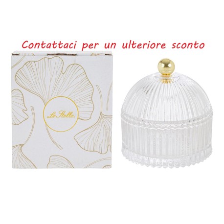 Bomboniera Matrimonio Compleanno Scatola Vetro Portaconfetti Trasparente e Oro h.11 Cm Con Box