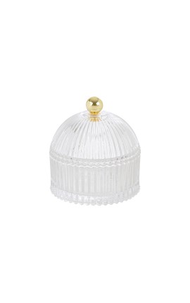 Bomboniera Matrimonio Compleanno Scatola Vetro Portaconfetti Trasparente e Oro h.11 Cm Con Box