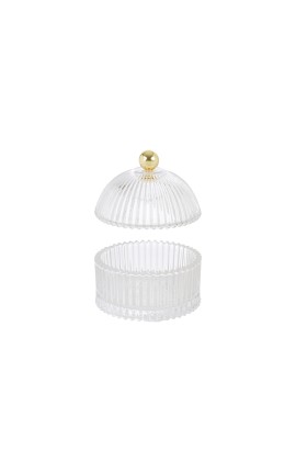 Bomboniera Matrimonio Compleanno Scatola Vetro Portaconfetti Trasparente e Oro h.11 Cm Con Box