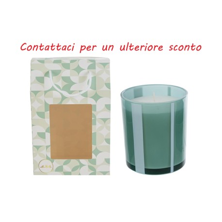 Bomboniera Matrimonio Candela Vetro Verde Con Shopper