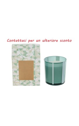Bomboniera Matrimonio Candela Vetro Verde h.8 Cm Con Shopper