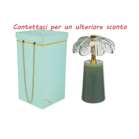 Bomboniera Matrimonio Lampada Vetro Fiore  Menta Con Box