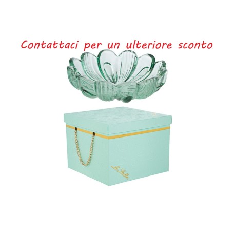 Bomboniera Matrimonio Alzatina Vetro Fiore  Menta Con Box