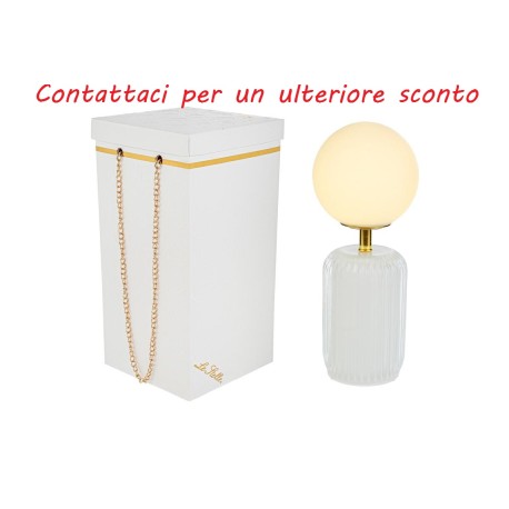 Bomboniera Matrimonio Lampada Vetro Bianca Con Box Rose