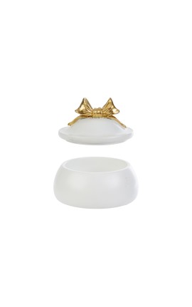 Bomboniera Matrimonio Scatola in Resina Fiocco Oro Con Shopper