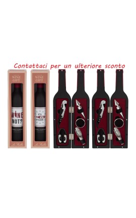 Bomboniera Matrimonio Set 5 Pz Accessori Vino In Bottiglia 2 Colori Assortiti Con Color Box