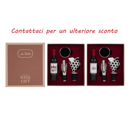 Bomboniera Matrimonio Set 4 Pz Accessori Vino 2  Assortiti Con Box