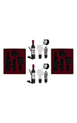 Bomboniera Matrimonio Set 4 Pz Accessori Vino 2  Assortiti Con Box