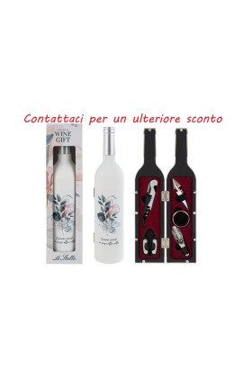 Bomboniera Matrimonio Set 5 Pz Accessori Vino In Bottiglia Sorsi D'Amore 2 Colori Assortiti Con Color Box