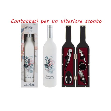 Bomboniera Matrimonio Set 5 Pz Accessori Vino In Bottiglia Sorsi D'Amore 2 Colori Assortiti Con Color Box