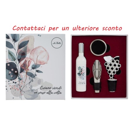 Bomboniera Matrimonio Set 4 Pz Accessori Vino Sorsi D'Amore Con Box
