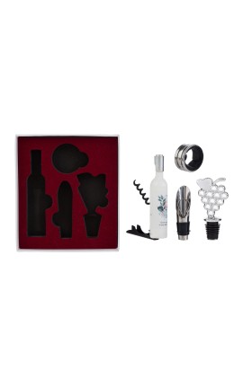 Bomboniera Matrimonio Set 4 Pz Accessori Vino Sorsi D'Amore Con Box
