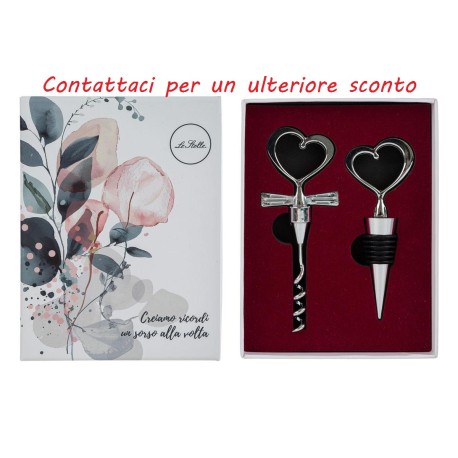 Bomboniera Matrimonio Set 2 Pz Accessori Vino Sorsi D'Amore Con Box