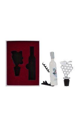 Bomboniera Matrimonio Set 2 Pz Accessori Vino Apribottiglie e Tappo Sorsi D'Amore Con Box
