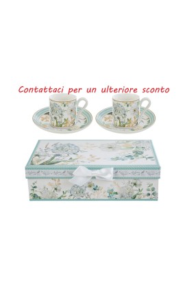 Bomboniera Matrimonio Set 2 Pz Tazzine Aria Di Provenza  Porcellana Con Box