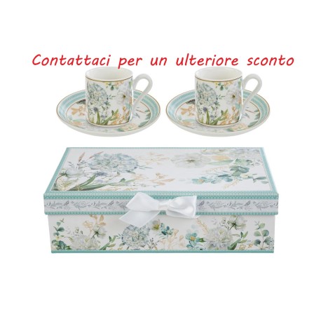 Bomboniera Matrimonio Set 2 Pz Tazzine Aria Di Provenza  Porcellana Con Box