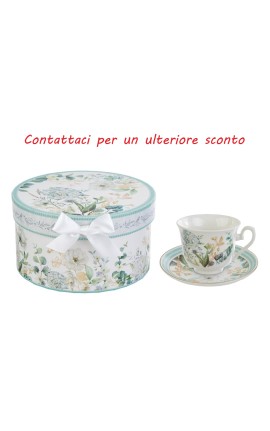 Bomboniera Matrimonio Tazza da Tè Aria Di Provenza  Porcellana Con Box