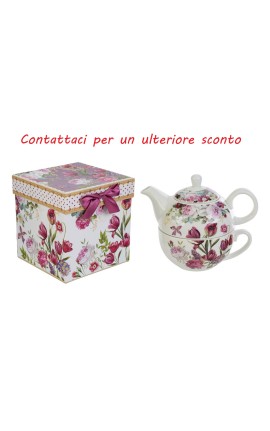 Bomboniera Matrimonio Set Teiera Bouquet di charme Porcellana Con Box