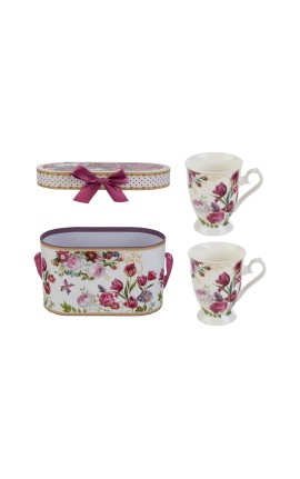 Bomboniera Matrimonio Set 2 Mug Bouquet di Charme Porcellana Con Box