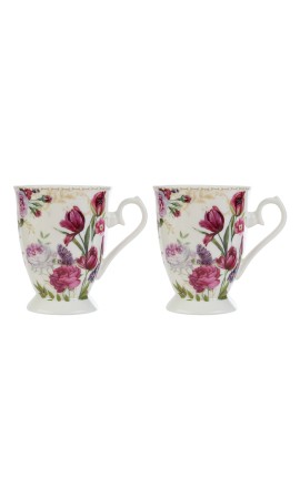 Bomboniera Matrimonio Set 2 Mug Bouquet di Charme Porcellana Con Box