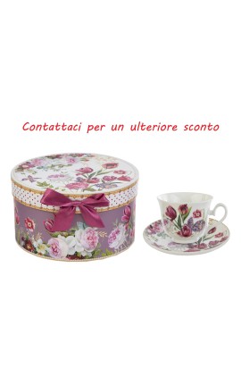 Bomboniera Matrimonio Tazza da Tè Bouquet di charme Porcellana Con Box