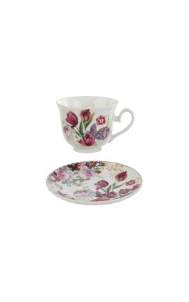 Bomboniera Matrimonio Tazza da Tè Bouquet di charme Porcellana Con Box