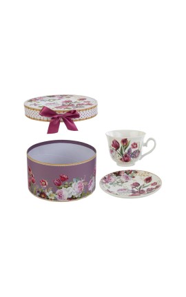 Bomboniera Matrimonio Tazza da Tè Bouquet di charme Porcellana Con Box