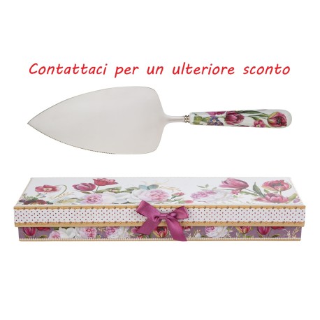 Bomboniera Matrimonio Paletta Torta Bouquet di Charme Metallo e Porcellana Con Box