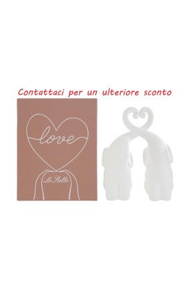 Bomboniera Matrimonio Set 2 Elefantini Porcellana Bianca  Con Box