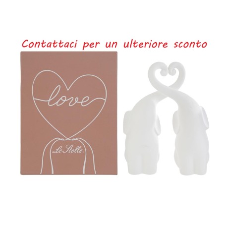 Bomboniera Matrimonio Set 2 Elefantini Porcellana Bianca  Con Box