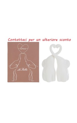 Bomboniera Matrimonio Set 2 Elefantini Porcellana Bianca h.27 Cm Con Box