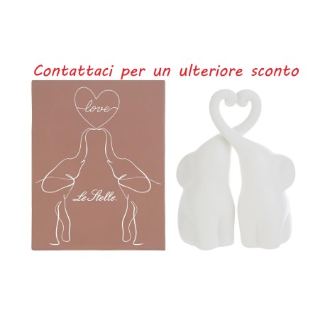 Bomboniera Matrimonio Set 2 Elefantini Porcellana Bianca h.27 Cm Con Box