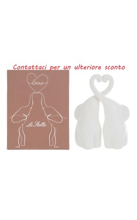 Bomboniera Matrimonio Set 2 Elefantini Porcellana Bianca h.35 Cm Con Box