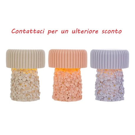 Bomboniera Battesimo Compleanno Lampada Led Fiori 3 Colori Assortiti Con Shopper
