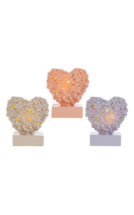 Bomboniera Battesimo Compleanno Cuore Led Fiori 3 Colori Assortiti Con Shopper