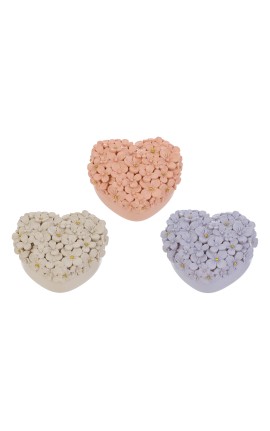Bomboniera Battesimo Compleanno Scatola Cuore Fiori 3 Colori Assortiti Con Shopper