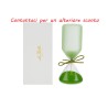 Bomboniera Matrimonio Compleanno Clessidra Verde Satinato Con Astuccio