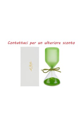 Bomboniera Matrimonio Compleanno Clessidra Verde Satinato H.12 Cm  Con Astuccio