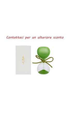 Bomboniera Matrimonio Compleanno Clessidra Verde Satinato H.8 Cm  Con Astuccio
