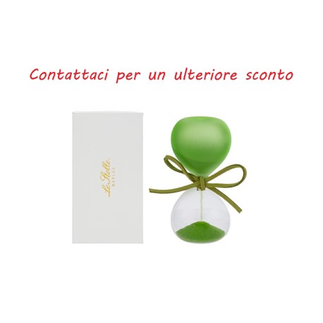 Bomboniera Matrimonio Compleanno Clessidra Verde Satinato H.8 Cm  Con Astuccio
