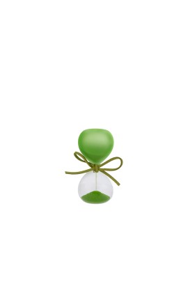 Bomboniera Matrimonio Compleanno Clessidra Verde Satinato H.8 Cm  Con Astuccio