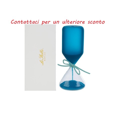 Bomboniera Battesimo Compleanno Clessidra Blu Satinato  Con Astuccio