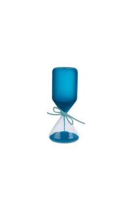 Bomboniera Battesimo Compleanno Clessidra Blu Satinato  Con Astuccio