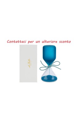 Bomboniera Battesimo Compleanno Clessidra Blu Satinato H.12 Cm Con Astuccio