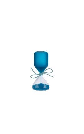 Bomboniera Battesimo Compleanno Clessidra Blu Satinato H.12 Cm Con Astuccio