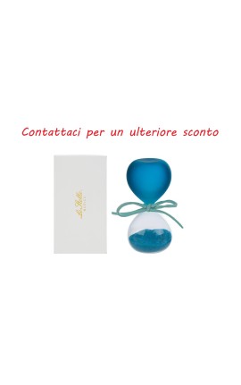 Bomboniera Battesimo Compleanno Clessidra Blu Satinato H.8 Cm Con Astuccio