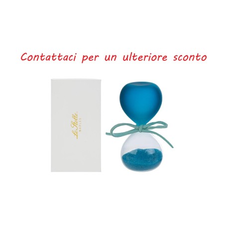 Bomboniera Battesimo Compleanno Clessidra Blu Satinato H.8 Cm Con Astuccio